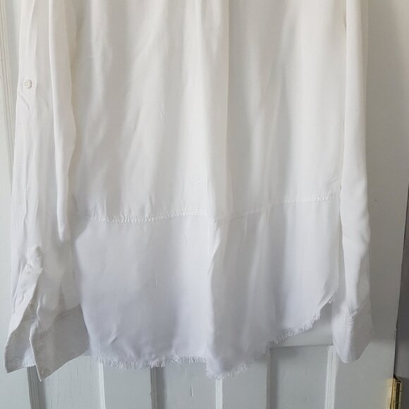 Cloth & Stone Boho Frayed Button Front Blouse Top White Sz M - Picture 10 of 14